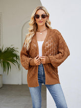 Load image into Gallery viewer, Openwork Open Front Lantern Sleeve Cardigan
