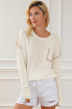 Load image into Gallery viewer, Exposed Seam Round Neck Long Sleeve Sweater
