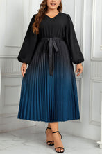 Load image into Gallery viewer, Verona Pleated Tie Waist Midi Dress

