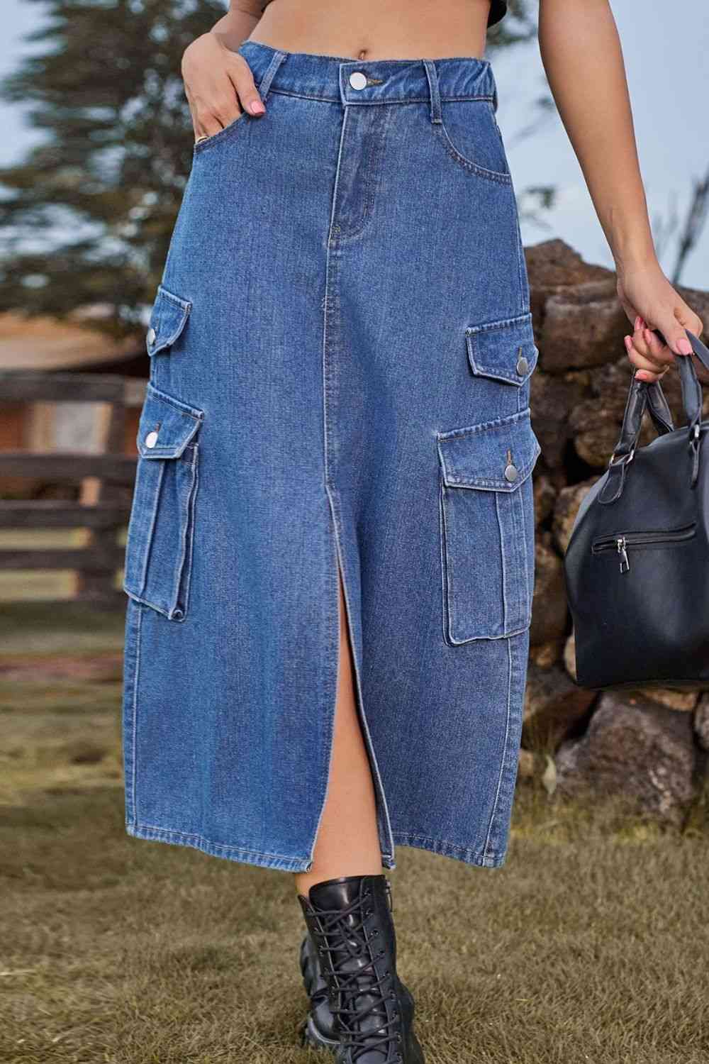 Forever Beautiful Midi Denim Skirt