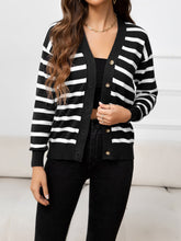 Load image into Gallery viewer, Striped Dropped Shoulder V-Neck Knit Top
