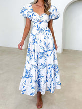 Load image into Gallery viewer, Twisted Printed Puff Sleeve Dress
