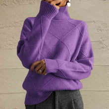Load image into Gallery viewer, Geometric Turtleneck Long Sleeve Sweater

