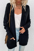 Load image into Gallery viewer, Cable-Knit Open Front Cardigan with Pockets
