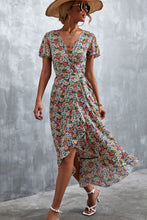 Load image into Gallery viewer, Floral Surplice Neck Tied Midi Dress
