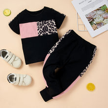 Load image into Gallery viewer, Leopard Color Block Top and Joggers Set

