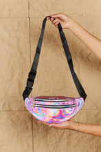 Load image into Gallery viewer, Fame Good Vibrations Holographic Double Zipper Fanny Pack in Hot Pink
