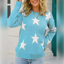 Load image into Gallery viewer, Star Pattern Round Neck Sweater
