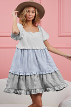 Load image into Gallery viewer, BiBi Striped Ruffle Tiered Mini Dress
