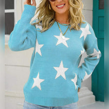 Load image into Gallery viewer, Star Pattern Round Neck Sweater

