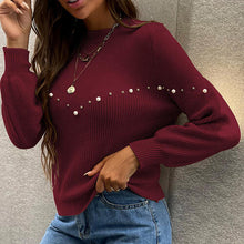 Load image into Gallery viewer, Pearl Round Neck Sweater
