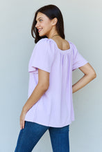 Load image into Gallery viewer, Ninexis Keep Me Close Square Neck Short Sleeve Blouse in Lavender
