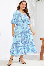 Load image into Gallery viewer, Full Size V-Neck Flounce Sleeve Midi Dress

