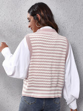 Load image into Gallery viewer, Striped Button Up V-Neck Sweater Vest
