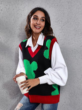 Load image into Gallery viewer, Four Leaf Clover V-Neck Sweater Vest
