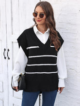 Load image into Gallery viewer, Striped V-Neck Sweater Vest
