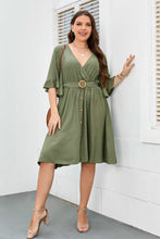 Load image into Gallery viewer, Plus Size Surplice Neck Half Sleeve Dress
