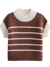 Load image into Gallery viewer, Striped Round Neck Short Sleeve Sweater
