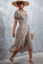 Load image into Gallery viewer, Floral Surplice Neck Tied Midi Dress
