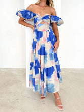 Load image into Gallery viewer, Twisted Printed Puff Sleeve Dress
