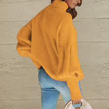 Load image into Gallery viewer, Turtleneck Lantern Sleeve Dropped Shoulder Sweater
