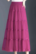 Load image into Gallery viewer, Smocked Lace Trim Midi Skirt
