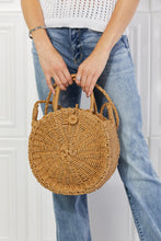 Load image into Gallery viewer, Justin Taylor Feeling Cute Rounded Rattan Handbag in Camel
