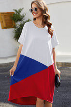 Load image into Gallery viewer, Color Block Round Neck Short Sleeve Dress
