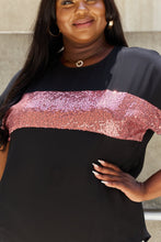 Load image into Gallery viewer, Sew In Love Shine Bright Full Size Center Mesh Sequin Top in Black/Mauve
