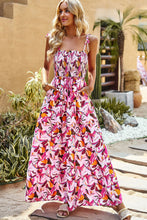 Load image into Gallery viewer, Printed Tie-Shoulder Smocked Maxi Dress
