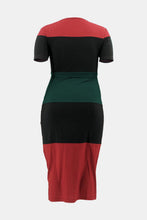 Load image into Gallery viewer, Color Block Ribbed Tie Waist Dress
